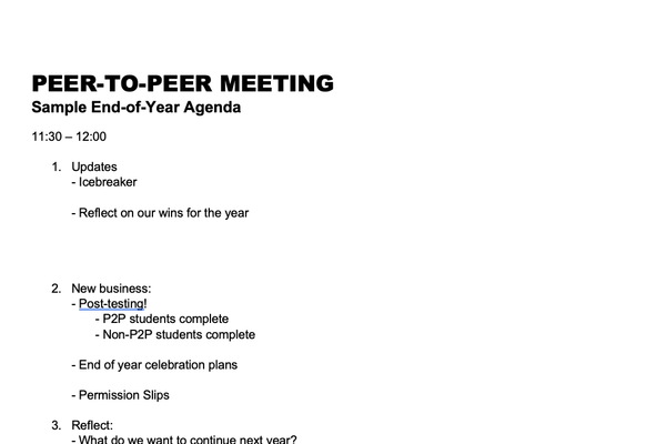 Sample End of Year Meeting Agenda