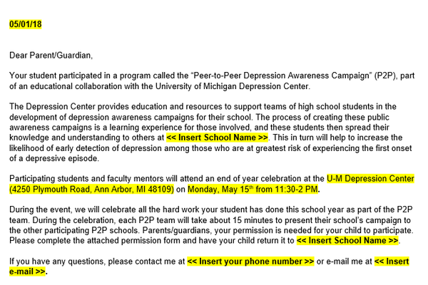 End of Year Celebration Permission Slip